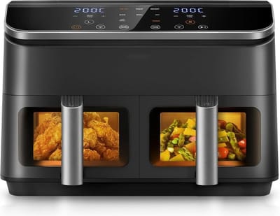 MKSS® Dubbele Airfryer XXXL - Duo Heteluchtfriteuse - Geschikt voor Accessoires - 8.5L - Zwart