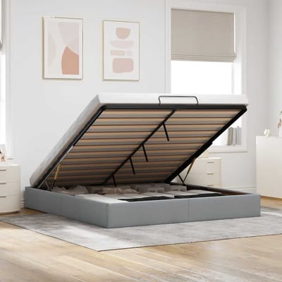 vidaXL - Bedframe - zonder - matras - 200x200 - cm - stof - lichtgrijs