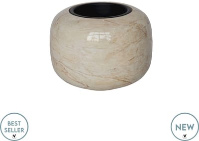 BloemPot Phuket - glossy beige - Marble - Ø34,5 x H26 cm