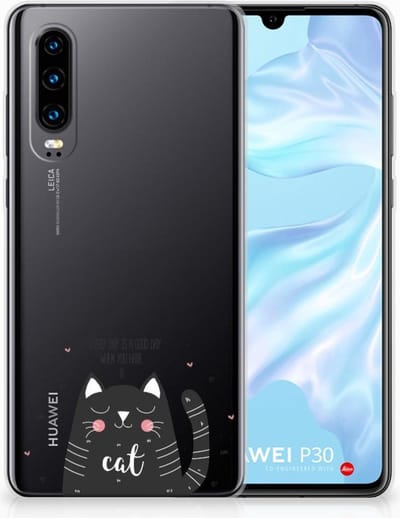 Huawei P30 Telefoonhoesje met Naam Cat Good Day
