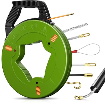 Novari - Kabeltrekker - Trekveer - Veer - Kabelgeleider - 50m lange glasvezelkabel - Hoge trekkracht tot 120kg - Diameter 4,5mm