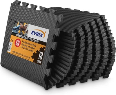 Vloerbeschermingsmat voor Fitness - Extra Dikke Puzzelmat met 18 Delen (31 x 31 cm) - Sportmat en Onderlegmat voor Veiligheid en Comfort