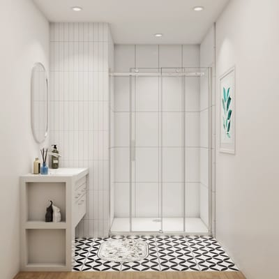 Douchedeur schuifdeur 110x195cm 8mm gehard glass easyclean(Vast glas+Schuifdeuren)glanzend chroom aluminium profiel