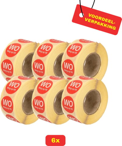 6 X HACCP datumstickers met Wo weg op Vr - 6 x 500 stickers - Voordeelverpakking!