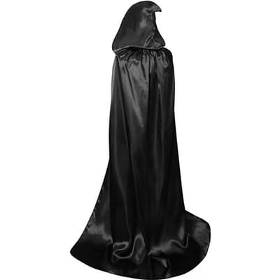 Cape d'Halloween Douce Capuche Unisexe Robe Noire Longue Cape de Sorcière Accessoire de Costume Cosplay Fournitures de Fête Décoration de Fête 120cm noir
