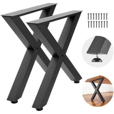 VEVOR Tafelpoten, Set van 2, 790x750 mm, X-vormige tafelvoet, Draagvermogen 1000 kg, Tafelpoten van koolstofstaal, Meubelvoeten, Tafelonderstel, Tafelpoten voor bureaus, salontafels, eettafels, Zwart