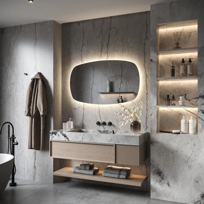 HIPP Design Phantom Spiegel - LED Ovaal 160x74 cm - Directe & Indirecte LED Verlichting met Spiegelverwarming. Kleurenwissel & Touch Dimmer