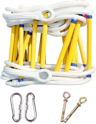Touwladder Noodladder - Veiligheidsladder Evacuatie - Snelle Ontsnapping - Brandvertragend Slijtvast - 3 Meter Draagvermogen 420kg - Wit