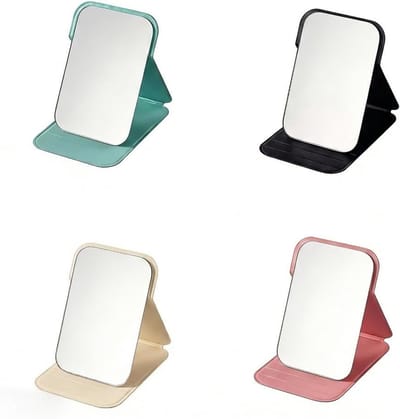 Compacte Reis Spiegel Set van 4 Stukken, Vouwbare Make-up Spiegel voor Vrouwen in Diverse Kleuren, Handspiegel voor Thuis en Op Reis