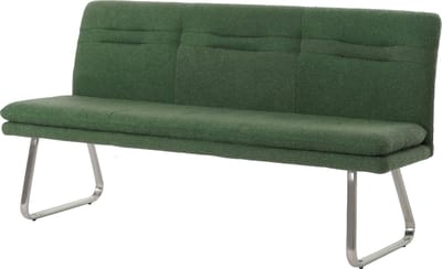 Bank MCW-H70, eetkamerbank gestoffeerde bank, rugleuning stof/textiel bouclé geborsteld roestvrij staal 180cm ~ groen