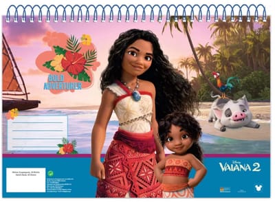 Disney Vaiana spiraalvormig schetsblok, 30 vellen, Vaiana schetsboek, Vaiana, Schetsboek