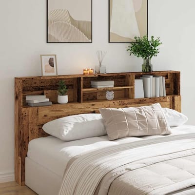 vidaXL - Hoofdbordkast - 200x19x103,5 - cm - bewerkt - hout - oud - houtkleurig