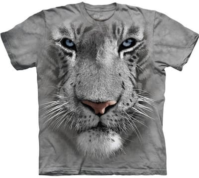 T-shirt White Tiger Face S