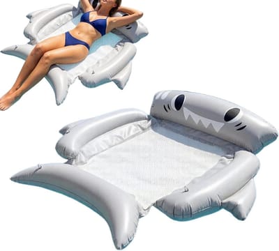 Opblaasbare Zwembad Drijver - Opblaasbaar Bed - Waterpret Genieten - Schattig Dier Ontwerp - 120x125cm - Grijze Haai