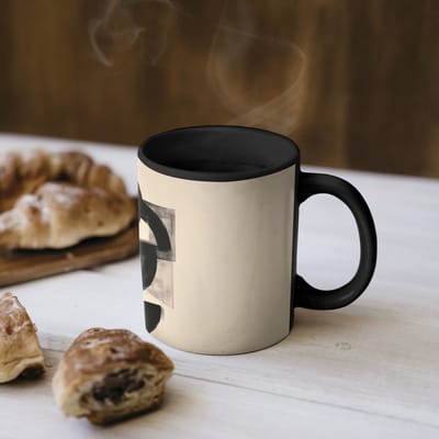 Magische Mok - Foto op Warmte Mokken - Koffiemok - Cirkels - Lijnen - Vormen - Zwart - Magic Mok - Beker - 350 ML - Theemok