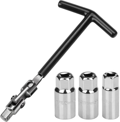 GELLDG 4-delige bougiesleutelset - 16/18/21 mm - Sleutelset - Universeel voor auto's en motoren - Verstelbaar - Bougie-extractor - Geschikt voor reparatiewerkplaatsen