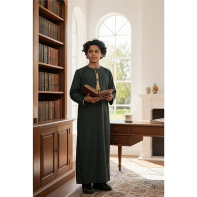 Kinderen jongens groene Ramadan Marokkaanse Thobe gewaad Kaftan Eid Jubba LFS-K-TT-003