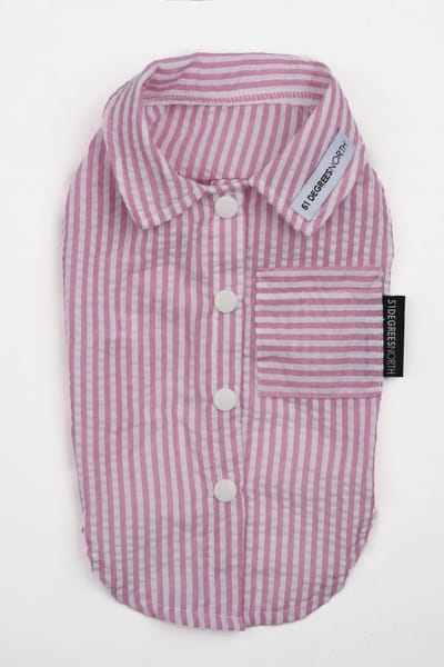 51 Degrees North Seersucker Shirt Pink - Hondenkleding - 32 cm