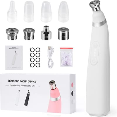 Blyx® - MagiSkin - 2 In 1 Gezichtsverzorger - Microdermabrasie Apparaat - Mee-Eter Verwijderaar - Gezichtsverzorging - Verhoogt Huidelasticiteit - Vermindert Fijne Lijntjes En Rimpels - Wit