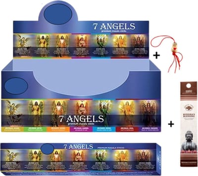 2 pakjes met 15 gram - Masala - Wierook - Wierookstokjes - Incense sticks - 7 Angels + 5 Mini Wierookstokjes + Gelukspoppetje