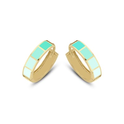 CO88 Collection Oorbellen Dames - Oorringen - Emaille - 16x4mm - Groen - Staal - Goudkleurig - 8CE-70490