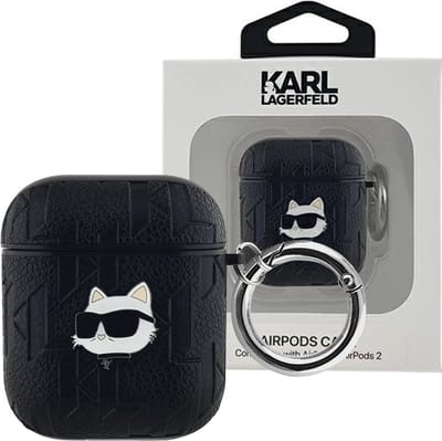 Karl Lagerfeld Monogram Choupette Head case for AirPods 1 / 2 - black