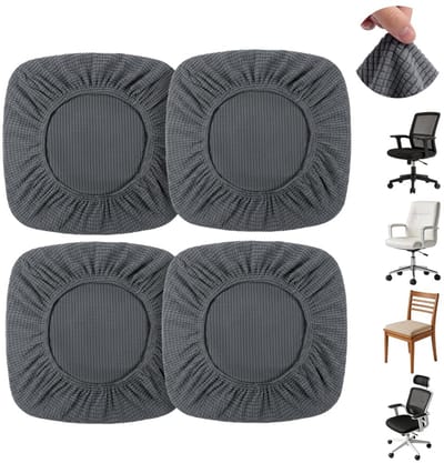 Stoelhoes, 4 stuks, stoelhoes, bureaustoel, rekbaar, van jacquard, afneembaar, wasbaar, eetkamerstoelhoes, barkruk, grijs