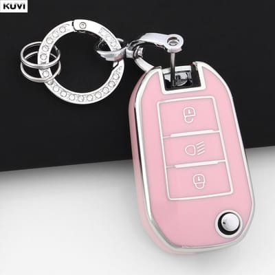 Roze TPU Stijl Auto Vouwbare Sleutelhoes Cover Shell Voor Peugeot 208 3008 308 508 408 2008 307 4008 Voor Citroen C4 C3 C6 Cactus C8 white