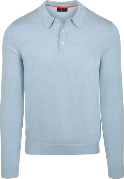 NZA Longsleeve Knitted Polo Lichtblauw - Maat XL - Heren - Longsleeve polo