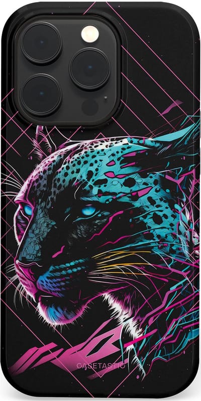 Casetastic hoesje geschikt voor Apple iPhone 14 Pro - MagSafe - Dubbellaagse bescherming - Neon Jager - Fashion Case - Zwart Petrol