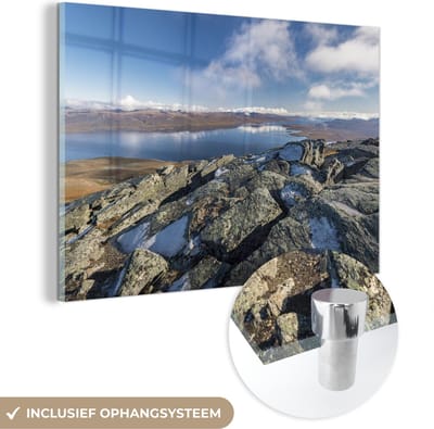 ® Glasschilderij 180x120 cm - Schilderij acrylglas - Het kale rotslandschap van het Nationaal park Abisko in Zweden - Foto op glas - Muurdecoratie woonkamer - Wanddecoratie slaapkamer - Schilderijen