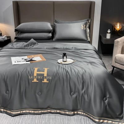 Nieuw Nordic Ins Gewassen Zomer Koel Dekbed Airconditioning Dekbed Eenpersoons IJszijde Tweepersoons Dun Dekbed Plaid Luxe Beddengoed 180x220cm 4pc a Set