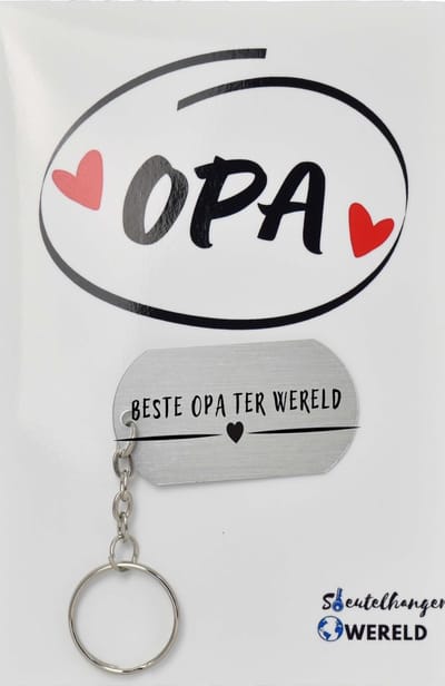 Beste opa ter wereld Sleutelhanger inclusief kaart - Opa cadeau - grandpa - Leuk kado voor je opa om te geven - 2.9 x 5.4CM