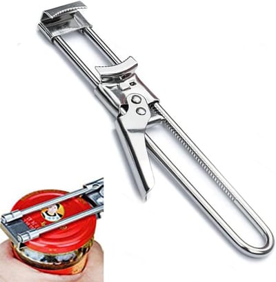 Jar & Flesopener, verstelbare multifunctionele roestvrijstalen blikopener pot deksel grijper, handleiding, keukenaccessoires