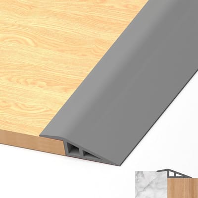 Overgangsprofiel Zelfklevend - Hoogtecompensatie Lijst - Vloeren Egaliseren - Waterdicht PVC Materiaal - 5CM Breed 3M Lang - Grijs