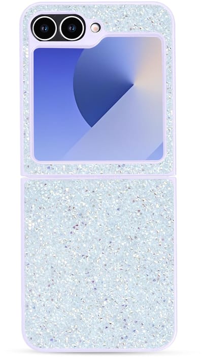 Casemania Hoesje Geschikt voor Samsung Galaxy Z Flip 5 - Blauw - Diamant Glitter Back Cover
