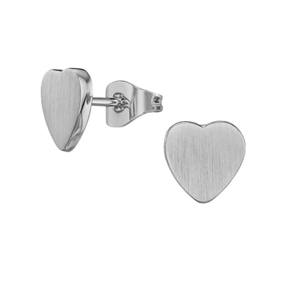 Traveller Oorbellen - Oorstekers Dames - Zilverkleurig - Hart - Edelstaal - Ø 9 mm - 166338