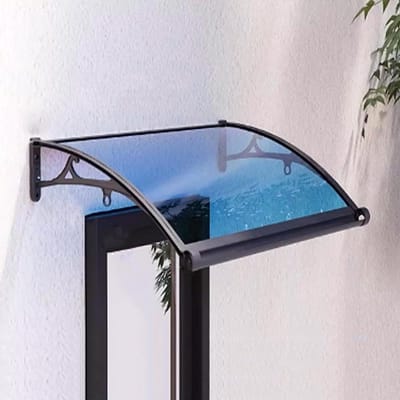 Raamluifel Gebogen Deurluifel - Voordeur Overkapping - Bescherming Buiten - Hoge Slagvastheid - 50x150cm - Blauw