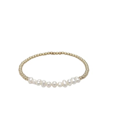 pat's jewels Armband - Elastiek Armband - Armband Dames Goud - Gouden Bolletjes - Parels