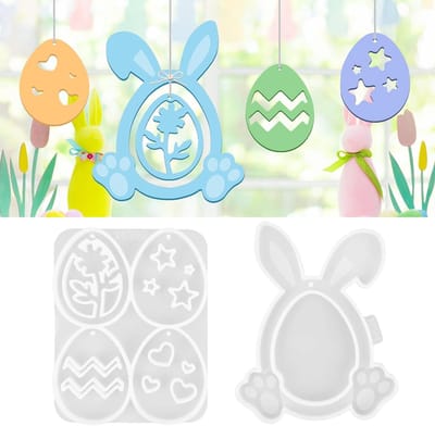Easter Silicone Mallen voor het Maken van Konijnen, Paaseieren en Decoratieve Gipsfiguren