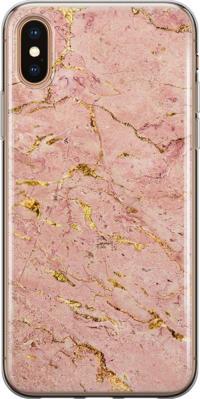 Leuke Telefoonhoesjes - Hoesje geschikt voor iPhone Xs Max - Marmer roze goud - Soft case - TPU - Marmer - Roze