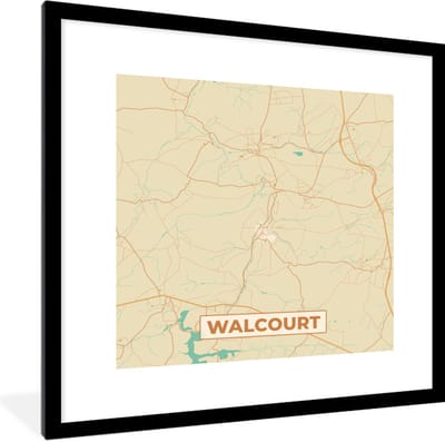 Fotolijst incl. Poster - Walcourt - Plattegrond - Stadskaart - Kaart - België - 40x40 cm - Posterlijst