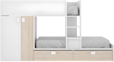 Vente-unique Stapelbed hout natuurlijk licht, wit 90 x 190 cm