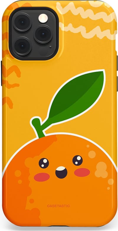 Casetastic Hoesje Geschikt voor Apple iPhone 12/12 Pro Magsafe - Stijlvolle Beschermende Duo-layer Case - Vrolijke Sinaasappel