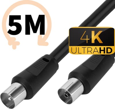 Digitale TV Kabel - 5 Meter - Geschikt voor Ziggo TV - 4K Ultra HD Coaxkabel - 4G Proof Antennekabel - Coax Kabel - Coax Antennekabel - IEC Male to Female