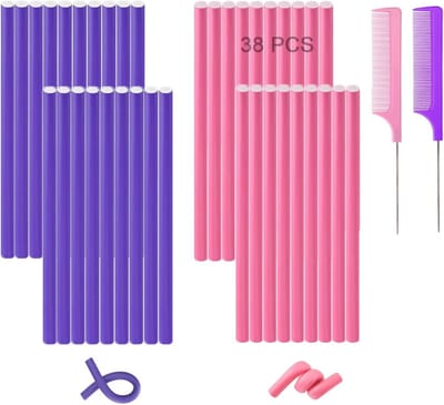 Flexibele Haarrollers - 38 Stuks, Hitteloze Krulstangen van 24 cm voor Mooie Krullen