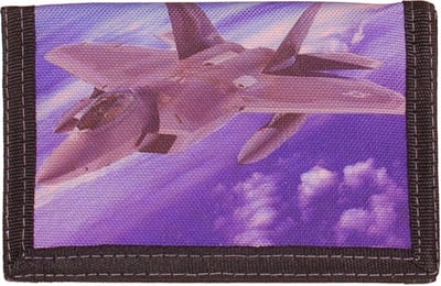 Portemonnee Klittenband Jongens - F-22 Raptor USAF - Zwart - 12,5x8,5cm