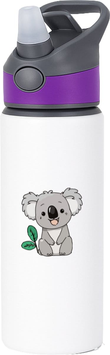 Hacebo® - Koala's waterfles met rietje paars - Koala - Dieren liefhebbers - Dierentuin - beer - water fles - 650ML