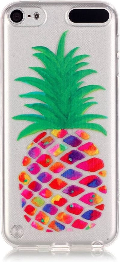 Peachy Doorzichtig ananas hoesje geschikt voor iPod Touch 5 6 7 Silicone pineapple case Kleurrijk