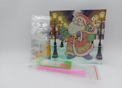 Diamond painting Kerstkaart - vierkant - Kerstman
